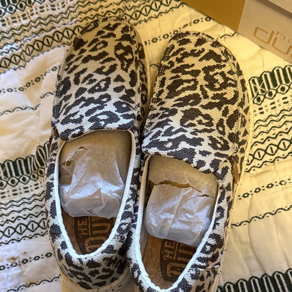 Hey Dude Women's Leopard Print Slip-On Sneakers - Black & White - Picture 3 of 4